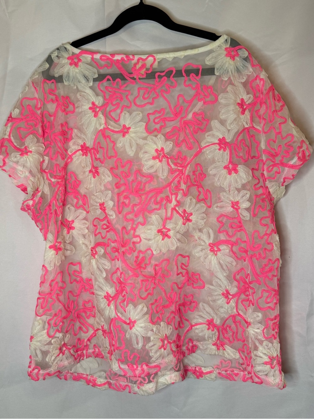 Anthropologie Meadow Rue Women’s Pink Floral Lace Short-Sleeve Top - Picture 5 of 5